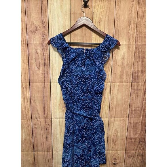 HALSTON XL Cobalt Blue Ruffled Cold-Shoulder Maxi Dress Flowy Carmen sleeves - Picture 6 of 9